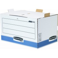 Lot de 5 : Fellowes 0029901 Conteneur frontal Banker Box System - Montage automatique - Bleu/Blanc