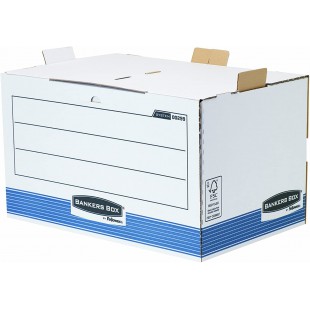 Lot de 5 : Fellowes 0029901 Conteneur frontal Banker Box System - Montage automatique - Bleu/Blanc