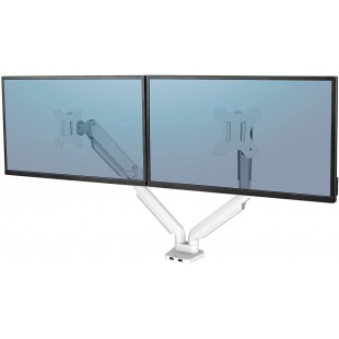 Fellowes Bras porte ecrans Platinum Double horizontal pour 2 moniteurs jusqu'a  32", hauteur ajustable, norme VESA, 2 ports USB,
