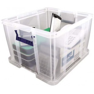 Bankers Box Boite de rangement ProStore 48 L, 30 x 41 x 37 cm, avec couvercle et poignees, empilable, plastique transparent sans