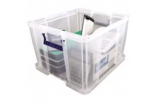 Bankers Box Boite de rangement ProStore 48 L, 30 x 41 x 37 cm, avec couvercle et poignees, empilable, plastique transparent sans