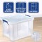 Bankers Box Lot de 3 Boites de rangement ProStore 36 L, 30 x 37 x 31 cm, avec couvercle et poignees, empilable, plastique transp
