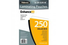 Fellowes 5312903 Enhance Pochettes de plastification brillantes A4 80 microns - Pack de 250 Transparent