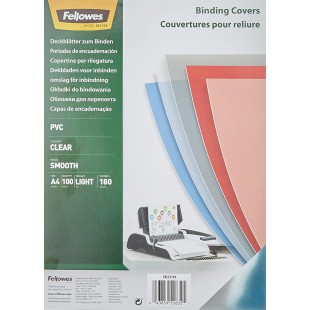 Fellowes - 5375901 - Pack de 100 Couvertures PVC A4-180 Microns - Transparent