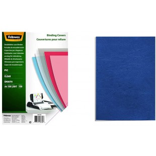 Fellowes 5376001 Couvertures de reliure A4 transparentes PVC 150 microns 15/100e & 5373902 Delta - Pack de 25 A4 Couvertures de 