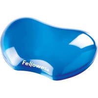 Fellowes Mini repose poignet Crystal Gel, mini repose-poignet ergonomique pour souris gel transparent bleu, 18 x 122 x 88 mm 911