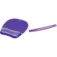 Fellowes 91441 Tapis de Souris Repose-Poignet Ergonomique Crystal Gel Violet & 91437 Repose-Poignets Ergonomique pour Clavier Cr