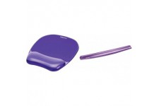 Fellowes 91441 Tapis de Souris Repose-Poignet Ergonomique Crystal Gel Violet & 91437 Repose-Poignets Ergonomique pour Clavier Cr