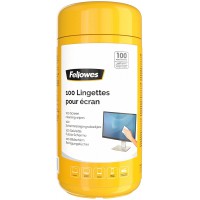 Fellowes Boite 100 Lingettes nettoyantes pour le Bureau, pour les ecrans et autres surfaces, sans alcool, 9970311