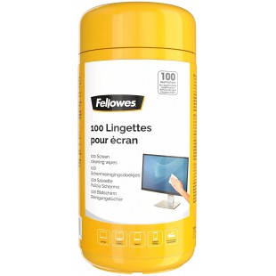 Fellowes Boite 100 Lingettes nettoyantes pour le Bureau, pour les ecrans et autres surfaces, sans alcool, 9970311