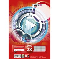 100050489 Lot de 50 feuilles de papier perforees a  carreaux avec double marge 70 g/m² Coins arrondis perfores