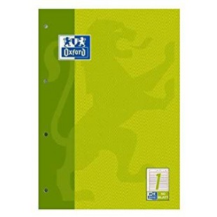 Oxford 100050340 Bloc de travail lignes 1 - A4, 50 feuilles, 90 g/m², 4 perforations