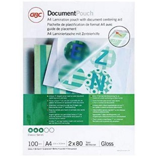 Gbc IB585036 Lot de 100 Pochettes de plastification standards Transparent 2 x 80 microns