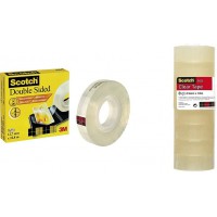 Scotch - Ruban adhesif double face 665 12 mm x 22,8 m a  l'Unite & Ruban Adhesif 508, Transparent, 19 mm X 33 m, Lot de 8