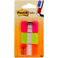 Post-It Lot de 3 x22 Marque-pages Rigides coloris Rose, Vert, Orange