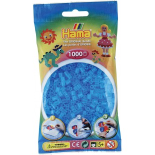 - 207-73 - Loisirs Creatifs - Sachet 1000 Perles a  Repasser - Taille Midi - Bleu Transparent