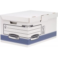 Lot de 10 : Fellowes 1141501 Banker Box System Caisse pour Archives Flip Top Maxi Blanc/Bleu