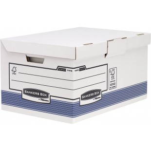 Lot de 10 : Fellowes 1141501 Banker Box System Caisse pour Archives Flip Top Maxi Blanc/Bleu