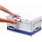 Lot de 10 : Fellowes 1141501 Banker Box System Caisse pour Archives Flip Top Maxi Blanc/Bleu