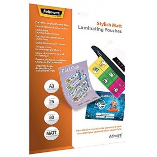 Fellowes pochettes de plastification Admire finition mate, A3 80 microns lot de 25