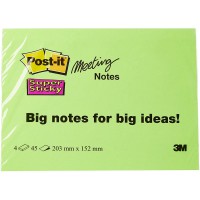 Post-it - 6845-SSP - Super Sticky Notes repositionnables - 203x152mm - Multicolore (Neon Assorties) - Lot de 4 blocs
