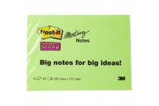 Post-it - 6845-SSP - Super Sticky Notes repositionnables - 203x152mm - Multicolore (Neon Assorties) - Lot de 4 blocs
