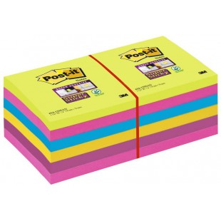 Post-it Notes Super Sicky Assorties - 76 x 76mm - Lot de 12 Blocs