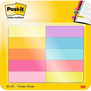 Post-it Pack de Marque-pages 10x50 X 15mm x 50mm Couleurs Assorties lot de 10