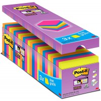 Post-it Super Sticky Lot de 24 Blocs de Notes repositionnables 76 x 76 mm Neon