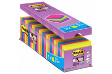 Post-it Super Sticky Lot de 24 Blocs de Notes repositionnables 76 x 76 mm Neon