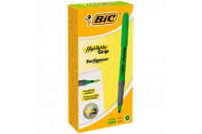 BIC Highlighter Grip Surligneurs Pointe Biseautee - Vert, Boite de 12