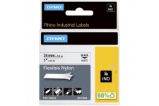Rhino Etiquettes Industrielles Nylon Flexible 24mm x 3,5m - Noir sur Blanc