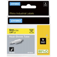 Dymo Rhino Etiquettes Industrielles Gaine Thermoretractable 6mm x 1,5m - Noir sur Jaune