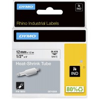 Gaines Thermoretractables Dymo RhinoPRO pour Etiquetage de Cables, 12 mm x 1,5 m, Blanc (18055)