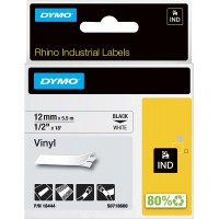 Dymo Rhino etiquettes Industrielles Vinyle 12mm x 5,5m - Noir sur Blanc