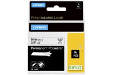 Dymo 18482 etiquettes Industrielles Autocollantes en Polyester Rhino, 9 mm X 5,5 M, Impression en Noir sur Fond Blanc