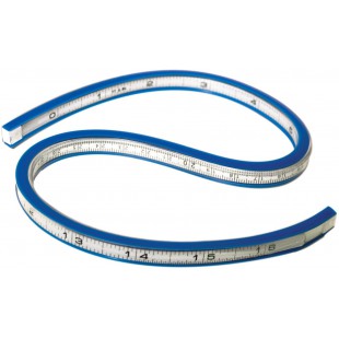 TC-385 Regle flexible, 40 cm, blanc/bleu