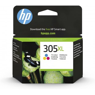 HP 305XL Cartouche d'Encre Trois Couleurs grande capacite Authentique (3YM63AE), Cyan/Magenta/Jaune