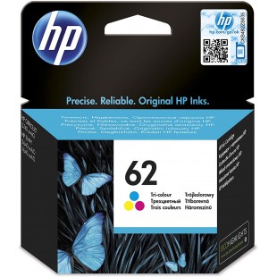 HP 62 Cartouche d'Encre Trois Couleurs Authentique (C2P06AE), Cyan/Magenta/Jaune