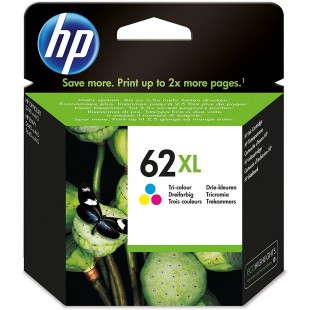 HP 62XL Cartouche d'Encre Trois Couleurs grande capacite Authentique (C2P07AE), Cyan/Magenta/Jaune