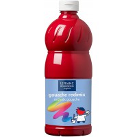 Lefranc Bourgeois - Gouache liquide Redimix pour enfants - Bouteille 1L - Rouge primaire