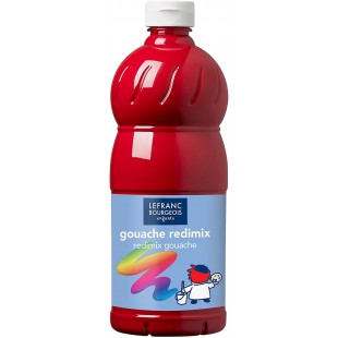Lefranc Bourgeois - Gouache liquide Redimix pour enfants - Bouteille 1L - Rouge primaire