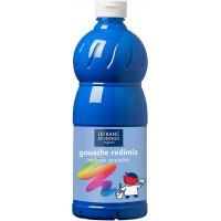 Lefranc Bourgeois - Gouache liquide Redimix pour enfants - Bouteille 1L - Bleu primaire