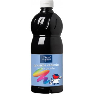 Lefranc Bourgeois - Gouache liquide Redimix pour enfants - Bouteille 1L - Noir