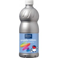 Lefranc Bourgeois - Gouache liquide Redimix pour enfants - Bouteille 1L - Argent