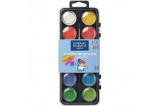 Lefranc Bourgeois - Pastilles de gouache pour enfants - Boite de 12 x 28mm + 1 pinceau