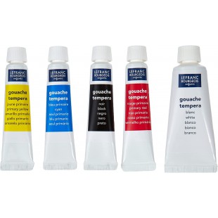 Lefranc Bourgeois - Gouache en Tubes - Blister 4x10ml + 1x20ml + 1 Pinceau