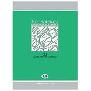Conquerant 92024 Cahier Classique Piqure Devoirs Couverture Vernie Carte Couchee Papier Vert