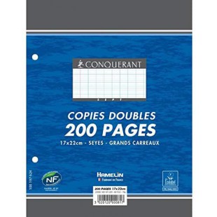 Conquerant 92056 Copie Double Sept Seyes Perforee 2 Trous blanches, 1 70 x 220 mm 200 Feuilles