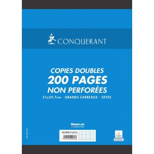 Conquerant Copies Doubles non perforees A4 70 g 200 pages grands carreaux seyes 100103718 Blanc